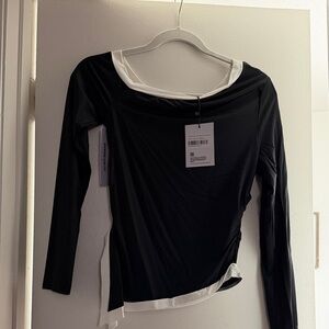 Princess Polly Black and White Long Sleeve Top